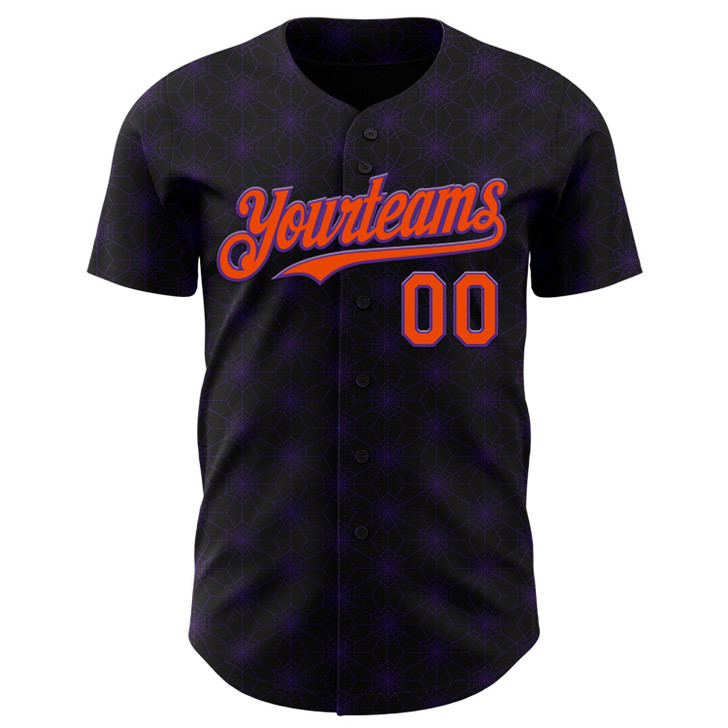 Personalized Baseball Jersey Halloween Spider Net Party Costume Ideas - Black Orange