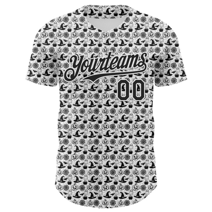 Personalized Baseball Jersey Halloween Pumpkin Doodle Party Costume Ideas - White Black