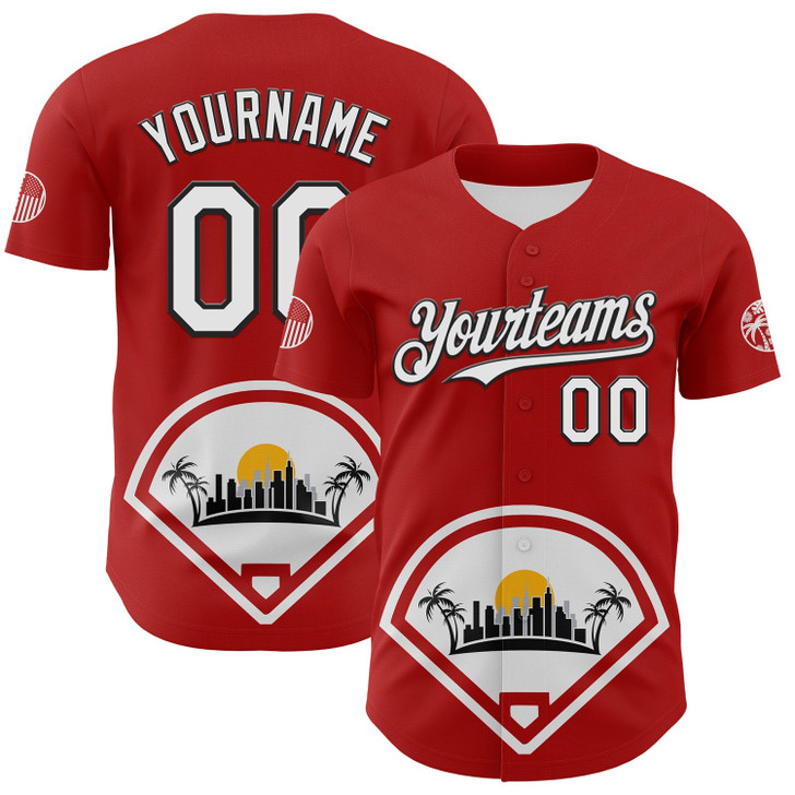 Personalized Baseball Jersey Urban City Edition Sports - Red White Gray