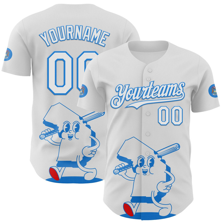 Personalized Baseball Jersey Urban City Edition Sports - White Blue