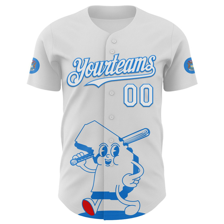 Personalized Baseball Jersey Urban City Edition Sports - White Blue