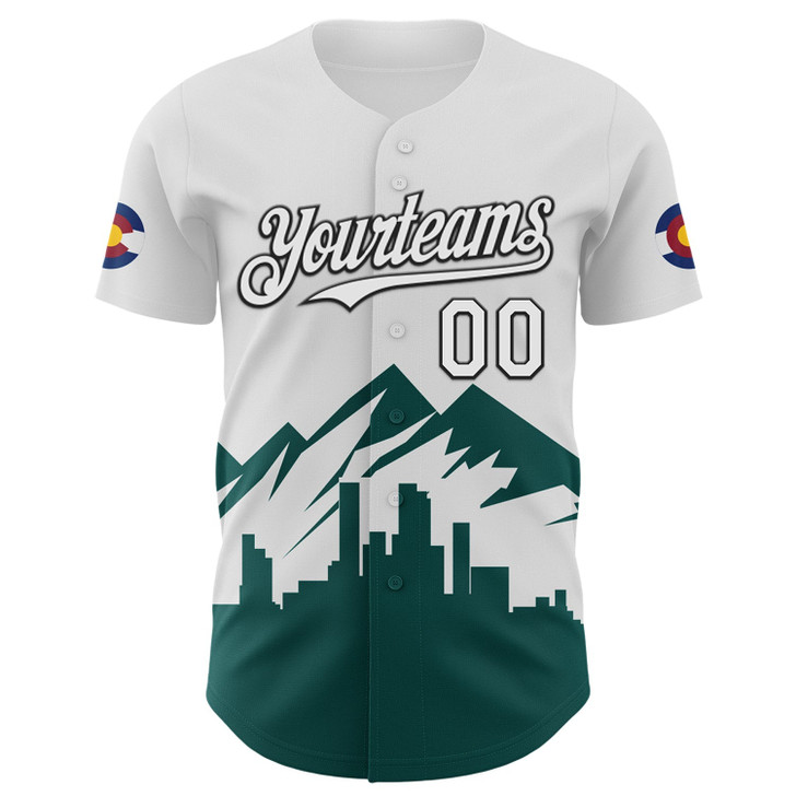 Personalized Baseball Jersey Urban City Edition Sports - White Midnight Green