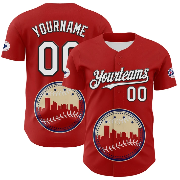 Personalized Baseball Jersey Urban City Edition Sports - Red White Blue