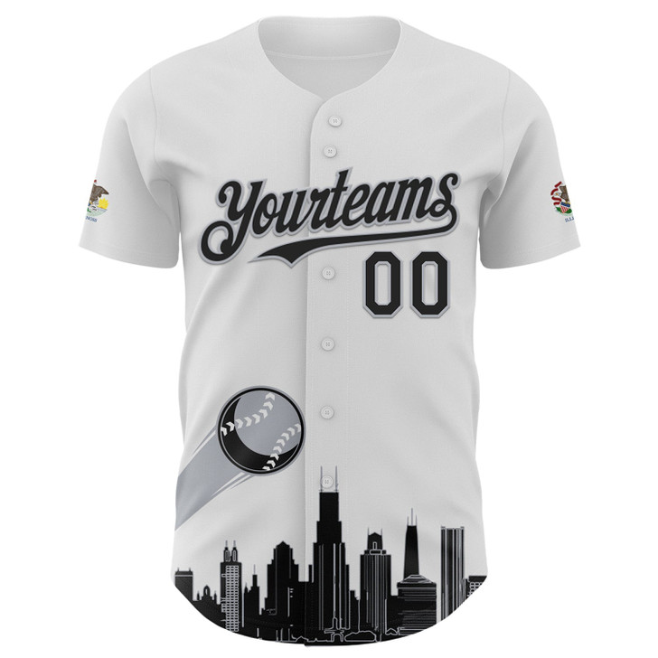 Personalized Baseball Jersey Urban City Edition Sports - White Black Gray