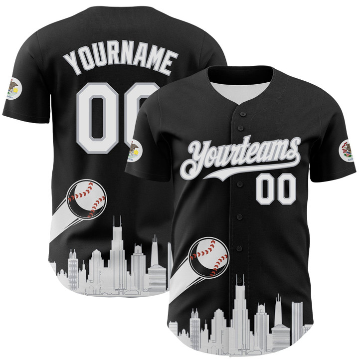 Personalized Baseball Jersey Urban City Edition Sports - Black White Gray