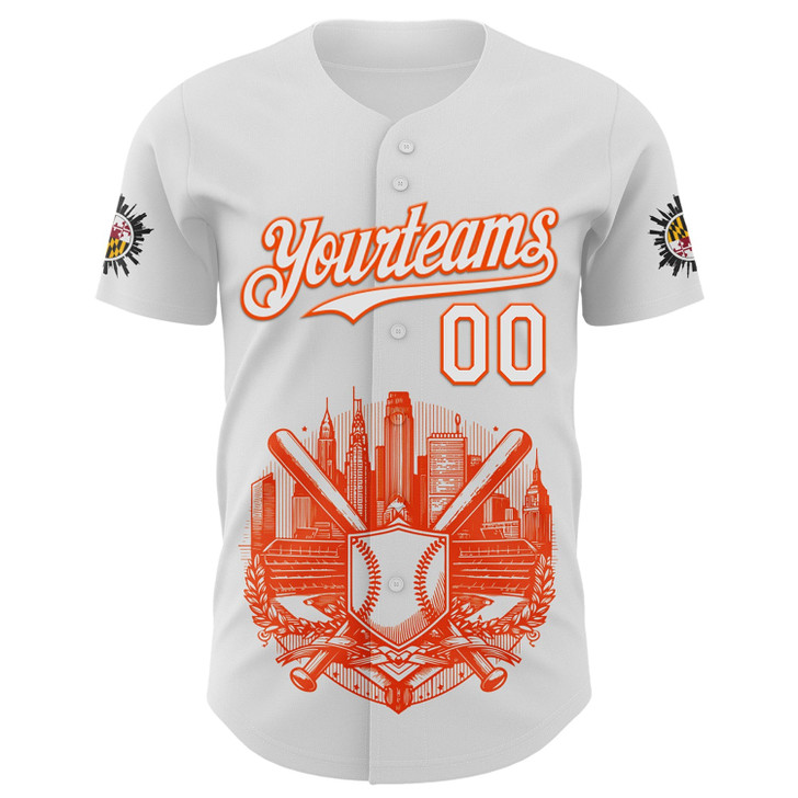 Personalized Baseball Jersey Urban City Edition Sports - White Orange