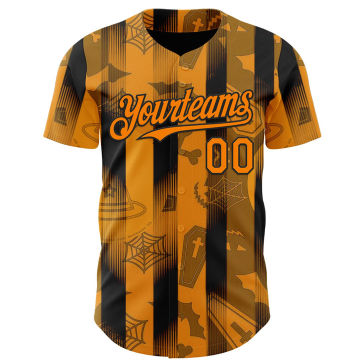 Personalized Baseball Jersey Halloween Spooky Pumpkin Stripe - Orange Bay Orange