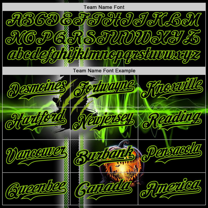 Personalized Baseball Jersey Halloween Spooky Pumpkin Scratch - Black Neon Green