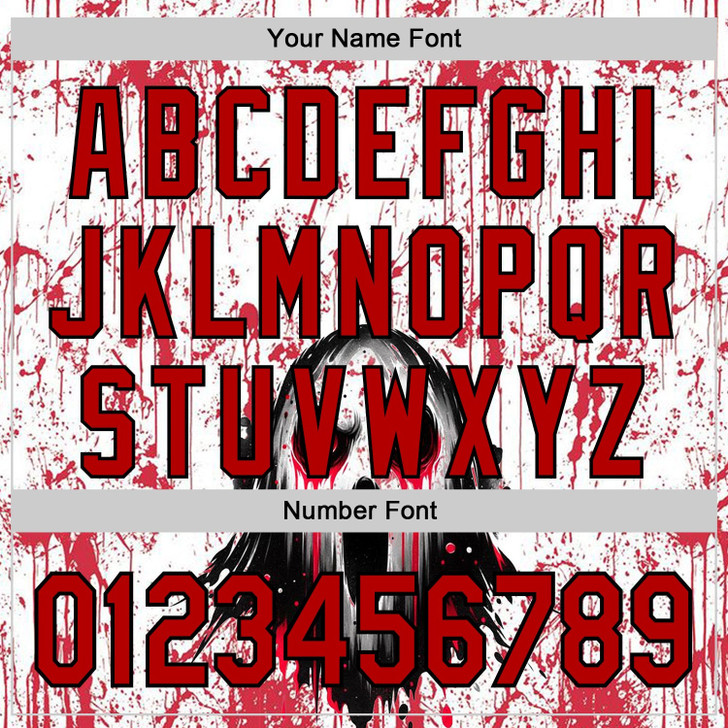 Personalized Baseball Jersey Halloween Creepy Blood Horror - White Red Black