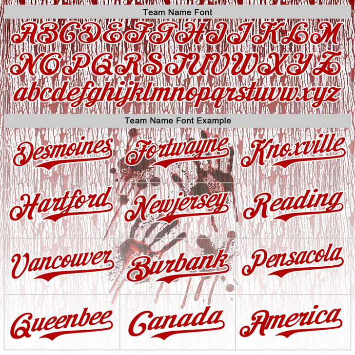 Personalized Baseball Jersey Halloween Creepy Blood Horror - White Red