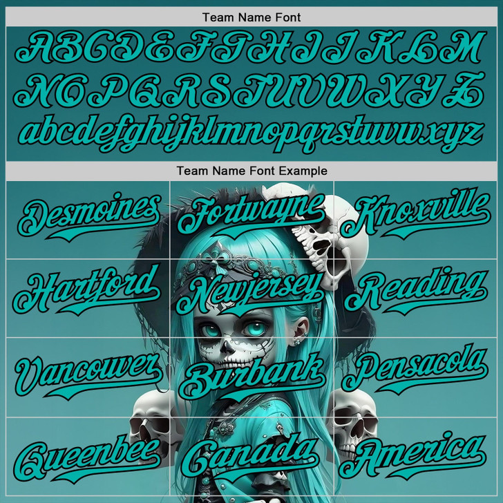 Personalized Baseball Jersey Halloween Spooky Skull - Blue Aqua