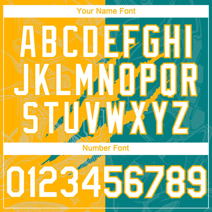 Personalized Baseball Jersey Graffiti Pattern Scratch - White Teal Gold