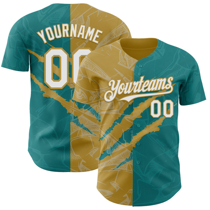 Personalized Baseball Jersey Graffiti Pattern Scratch - White Teal