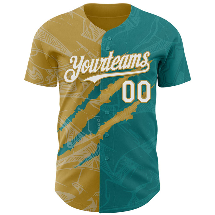 Personalized Baseball Jersey Graffiti Pattern Scratch - White Teal
