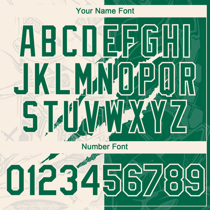 Personalized Baseball Jersey Graffiti Pattern Scratch - Kelly Green Cream