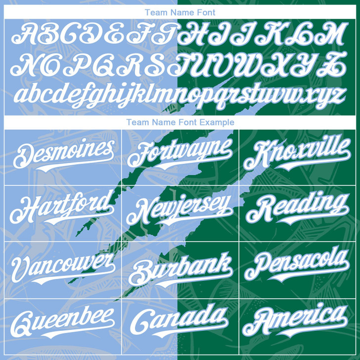 Personalized Baseball Jersey Graffiti Pattern Scratch - White Kelly Green Light Blue