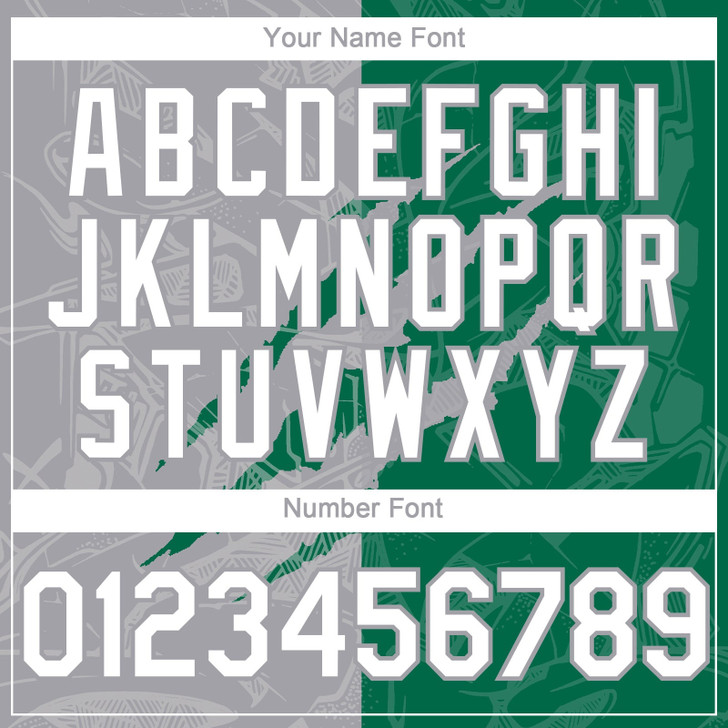 Personalized Baseball Jersey Graffiti Pattern Scratch - White Kelly Green Gray