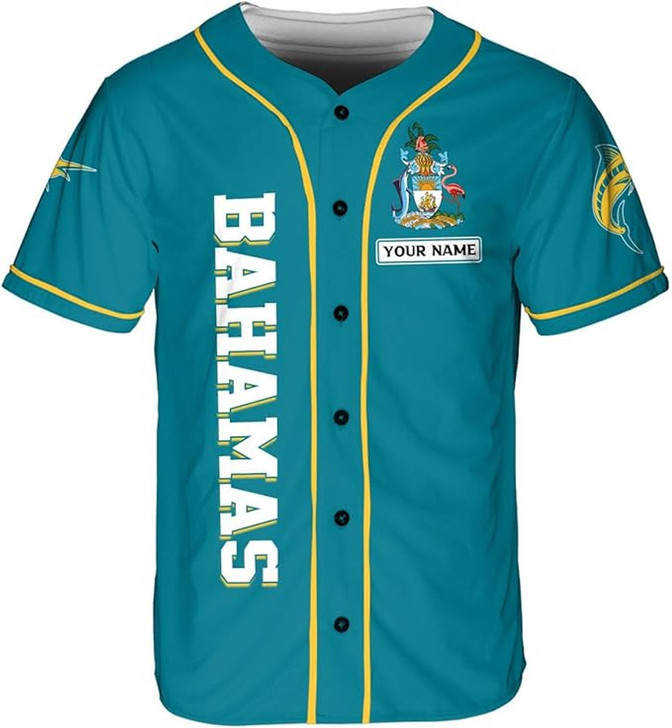 Personalized Bahamas 3D Baseball Jersey - Custom Name