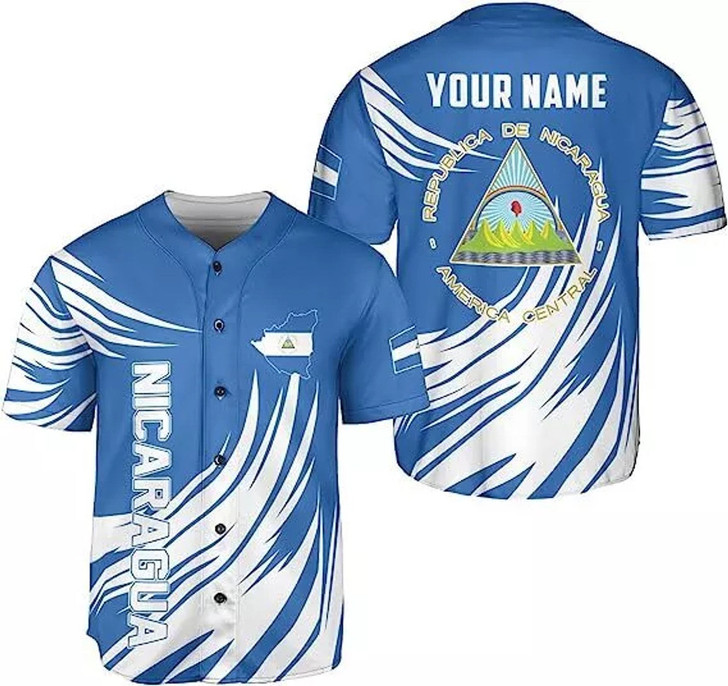 Personalized Nicaragua 3D Baseball Jersey - Custom Name