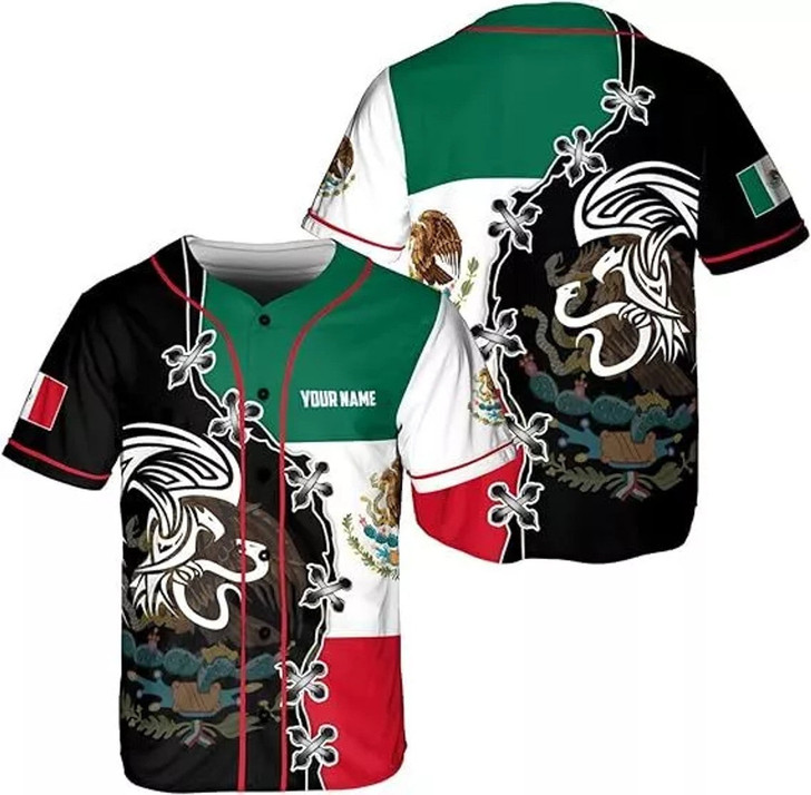 Personalized Mexico Aztec Soccer Baseball Jersey - Custom Name