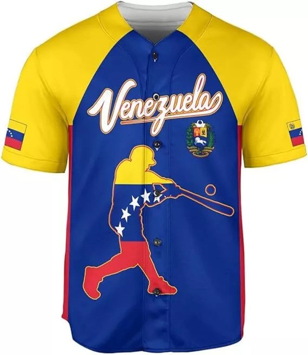 Personalized Venezuela 3D Baseball Jersey - Custom Name & Number