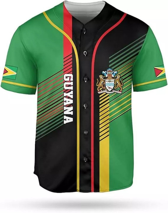 Personalized Guyana Flag Baseball Jersey - Custom Name
