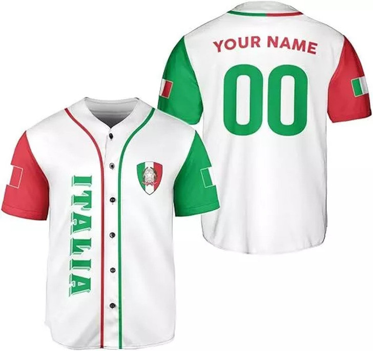 Customized Italy 3D Baseball Jersey - Custom Name & Number