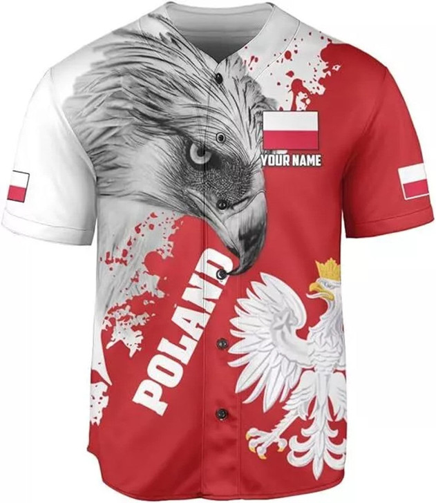 Personalized Polska 3D Baseball Jersey - Custom Name