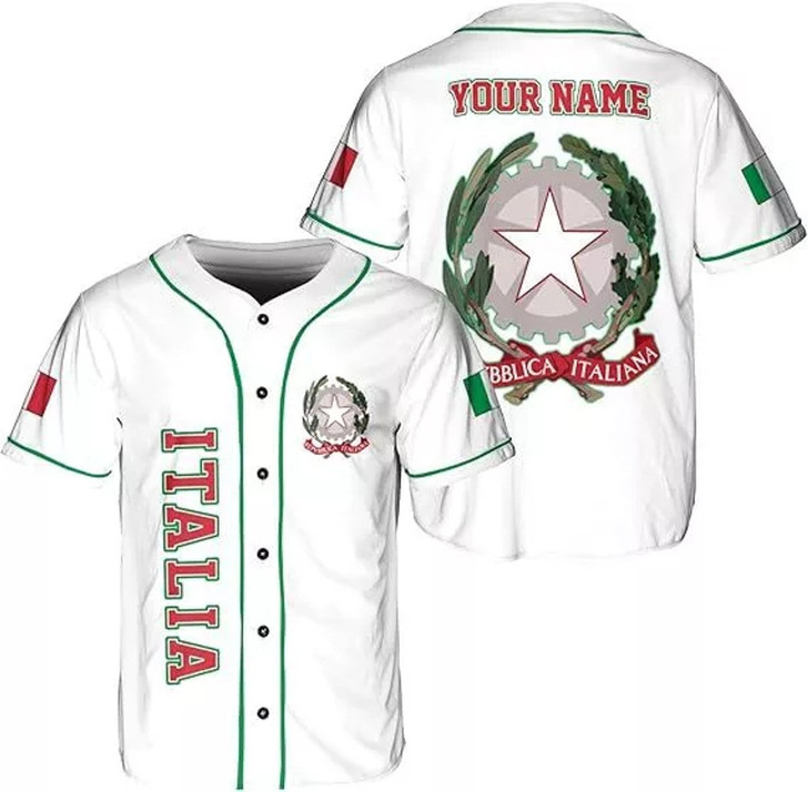Personalized Italy 3D Baseball Jersey - Custom Name