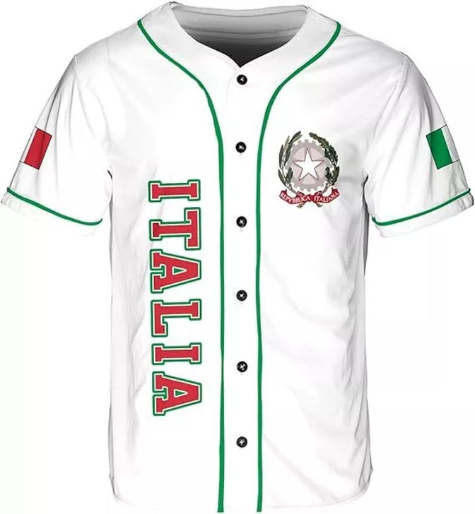 Personalized Italy 3D Baseball Jersey - Custom Name