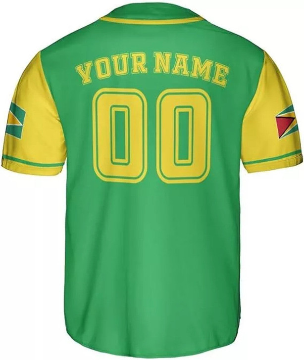 Personalized Guyana Flag 3D Baseball Jersey - Custom Name & Number