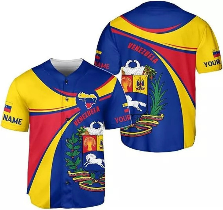 Customized Camisa De Venezuela 3D Baseball Jersey - Custom Name