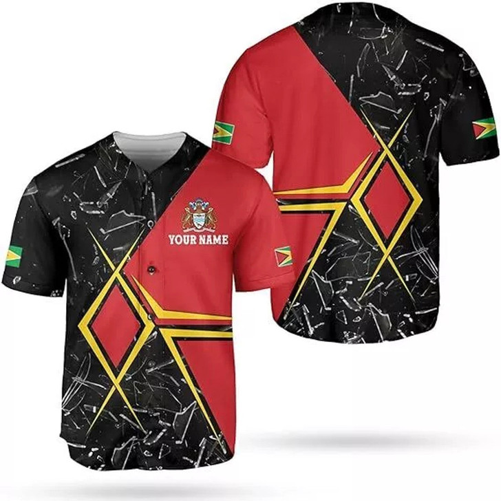 Personalized Guyana Flag 3D Baseball Jersey - Custom Name