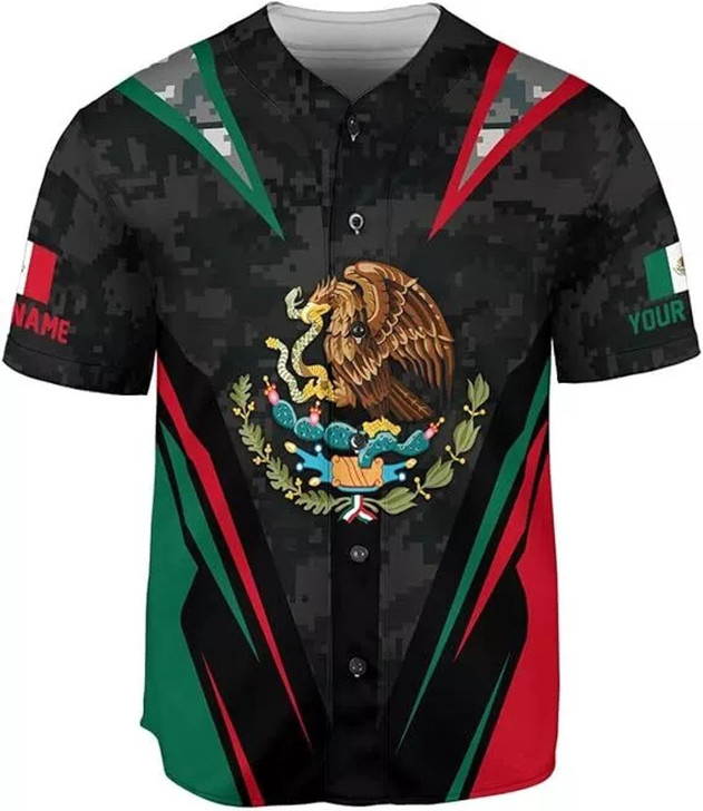 Personalized Mexico Aztec Flag 3D Baseball Jersey - Custom Name