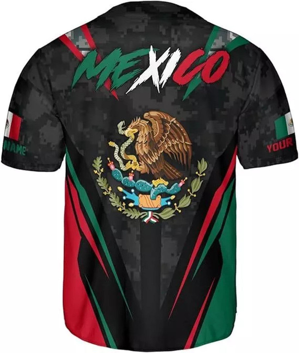 Personalized Mexico Aztec Flag 3D Baseball Jersey - Custom Name