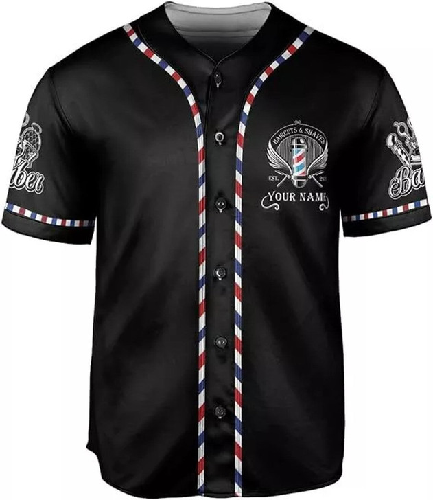 Personalized Barber Shop Baseball Jersey - Custom Name