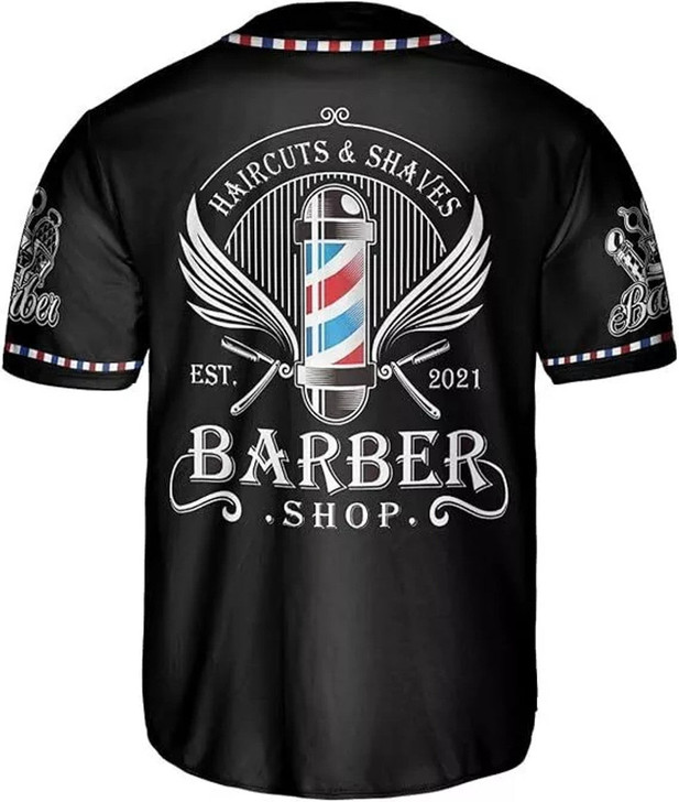 Personalized Barber Shop Baseball Jersey - Custom Name