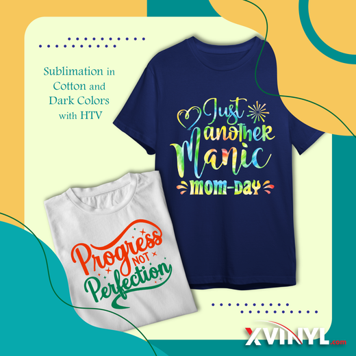 ​SUBLIMATION IN COTTON AND DARK COLORS WITH HTV