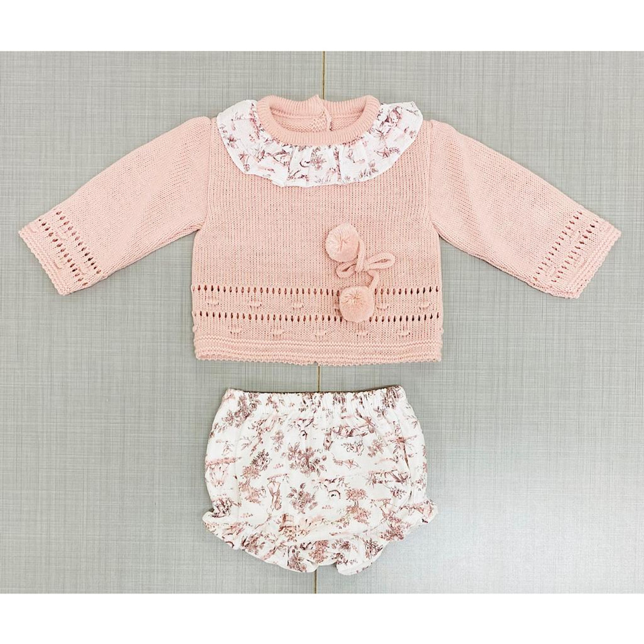 Baby Girls Spanish Knitted Top & Floral Panties Set