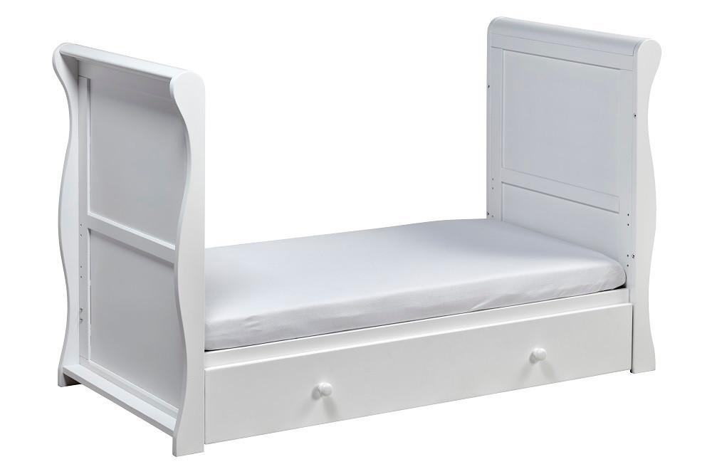 East Coast Nebraska Sleigh Cot Bed With Drawer White