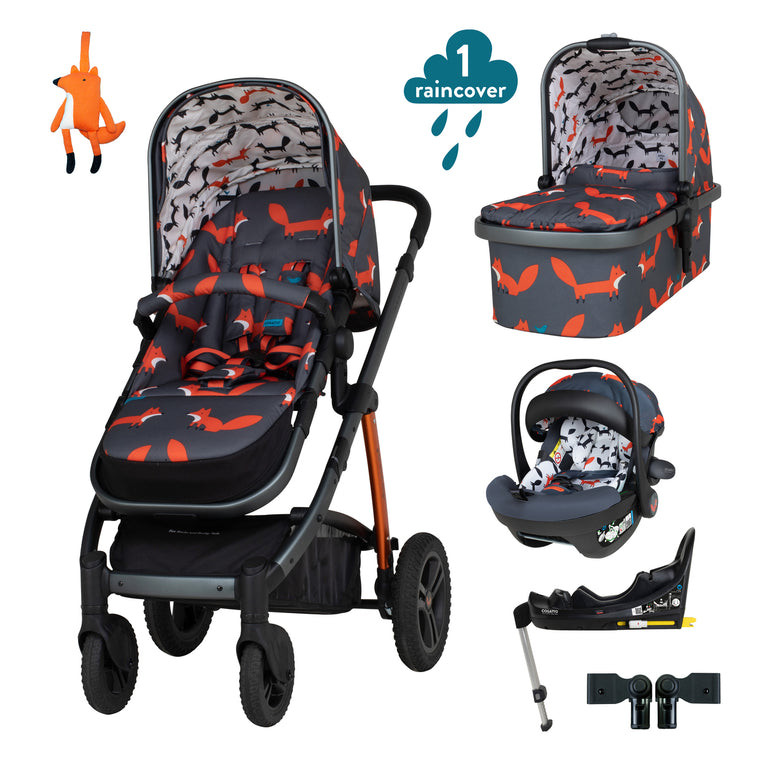 Cosatto Wow Car Seat and i-Size Base Bundle Charcoal Mister Fox