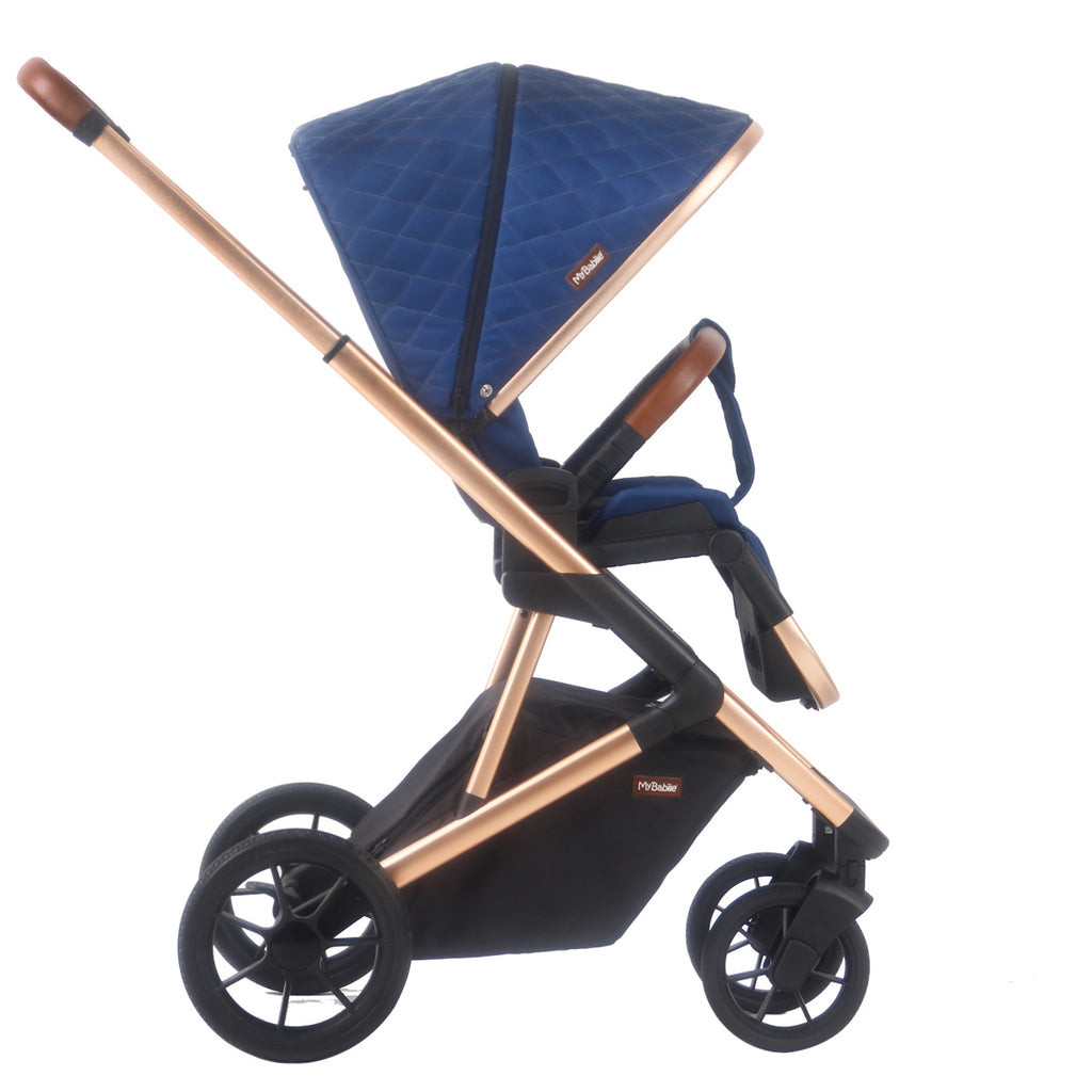 Babiie Stroller My Babiie Navy And Rose Gold Travel System My