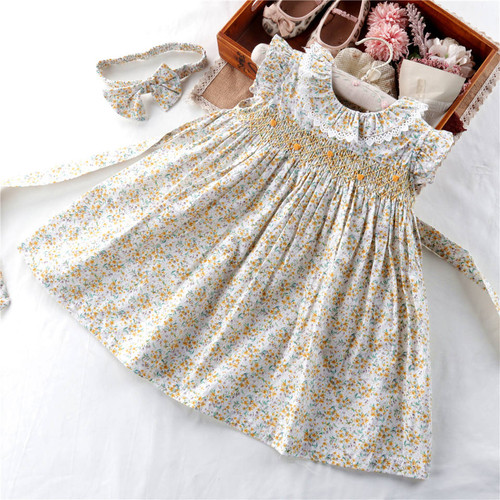 Baby 2 pcs summer baby smocked dresses for girls dress hand kids smocked clothing