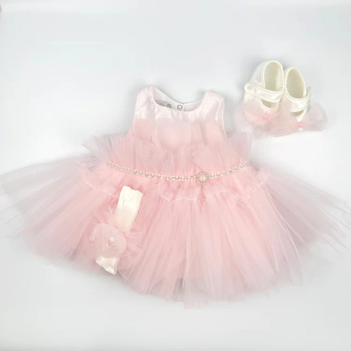 Visara Girls Dress with Hair Bow and shoes