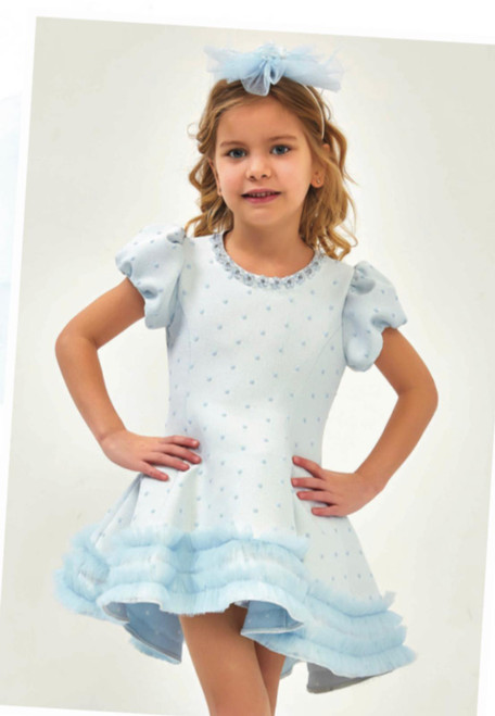 Girls pretty pale blue party dress