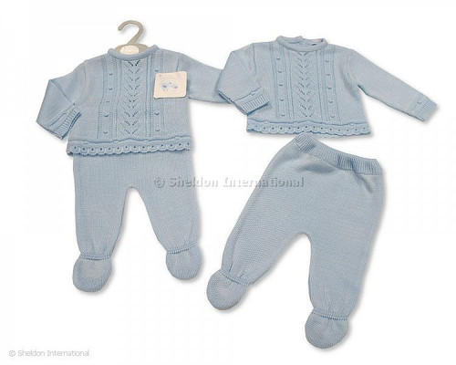 Knitted Baby Boys 2 Pieces Pram Set