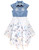 Domino Girl Denim Top Butterfly Print Girls Hanky Hem Dress