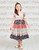 Domino Girl Floral Printed Tiered Pom Pom Girls Dress