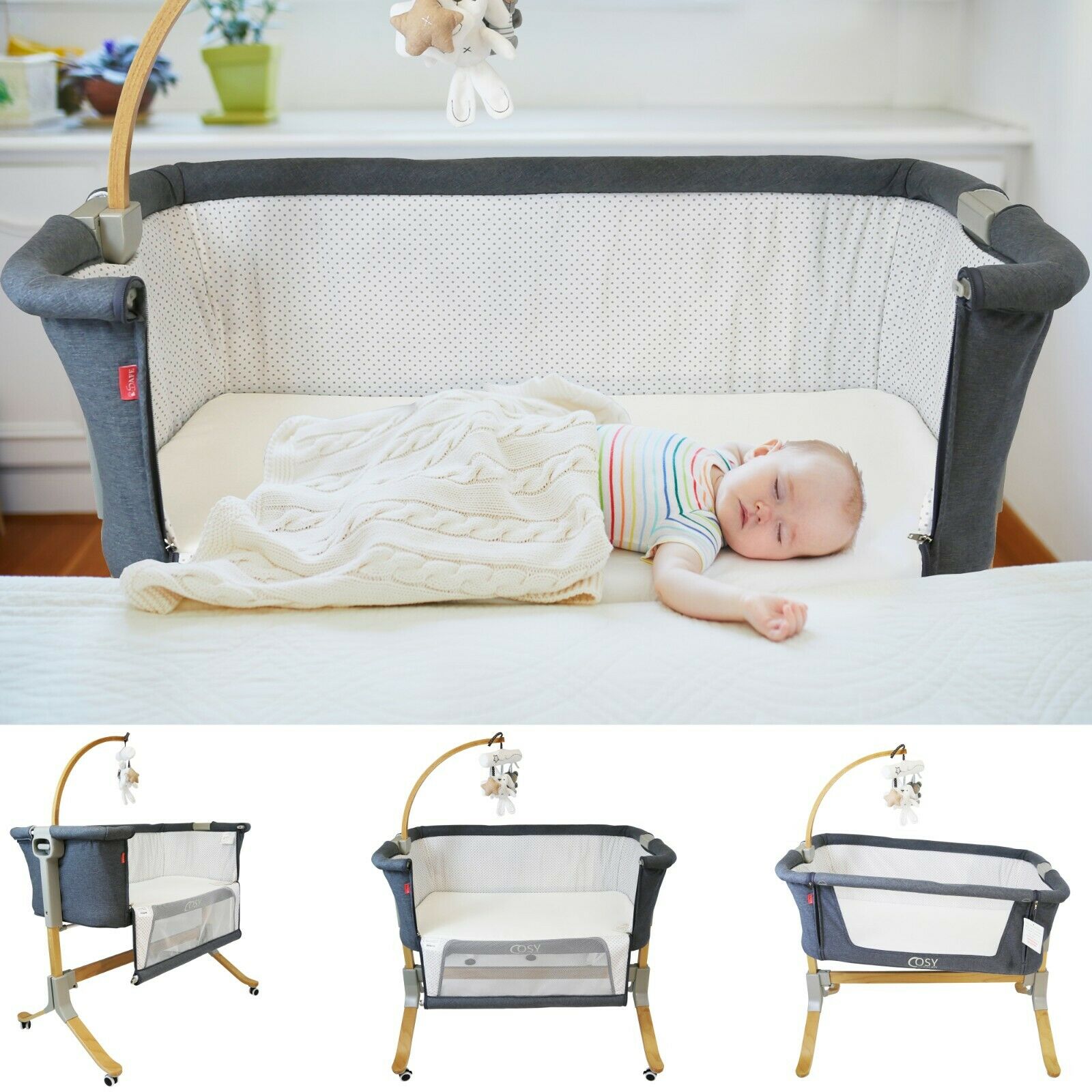 Isafe bedside hot sale baby crib