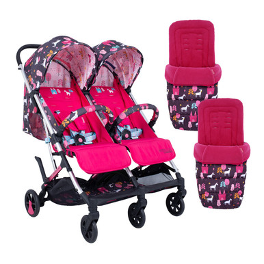 Cosatto Woosh Double and Footmuff Bundle Unicorn Land